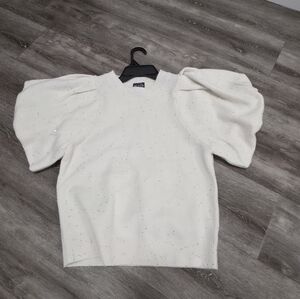 Elegant Cream Sweater with Puff Sleeves